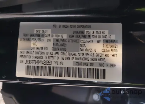 2021 Mazda Cx-5 Grand Touring from USA, damaged, VIN JM3KFBDM8M1438353